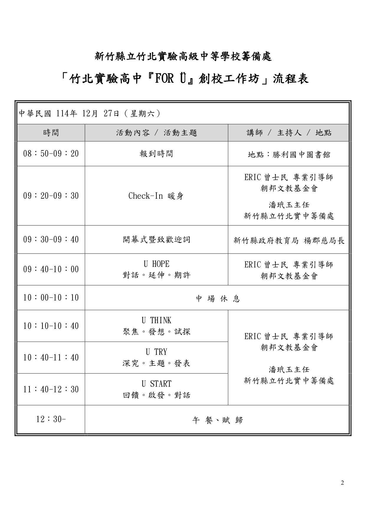 FOR Ü 工作坊流程